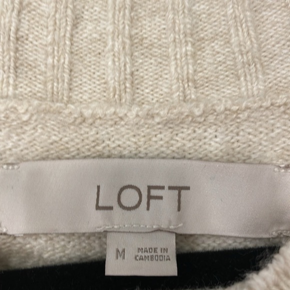 LOFT Cream and Black Eiffel Tower Paris Crew Neck Sweater Size M - Picture 7 of 8
